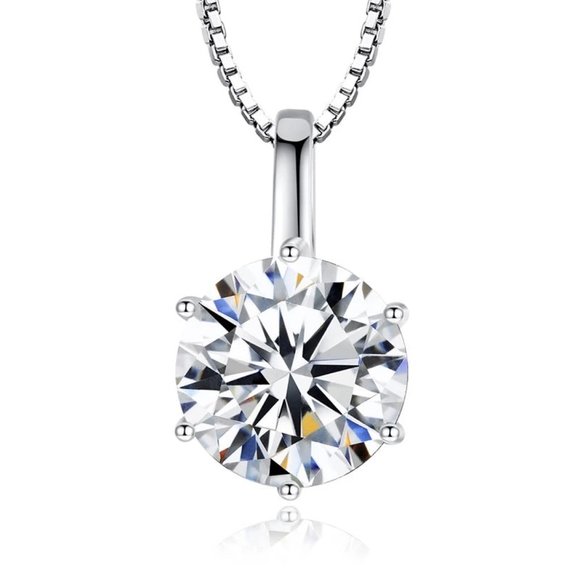 Certified 2ct. tw. Diamond Round Necklace 18k White Gold over Italy Silver - Picture 1 of 16